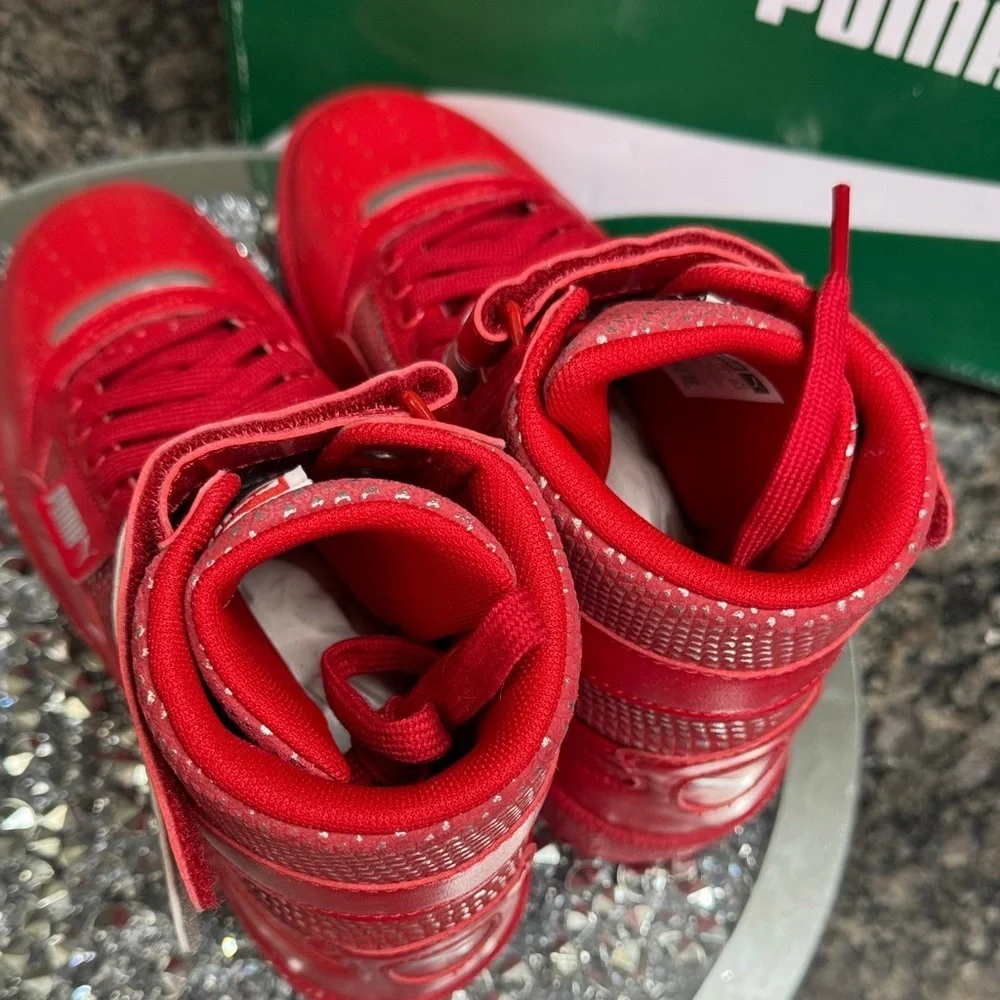 Puma Sky ll Hi Red and Silver High-Top Sneakers NWT 7